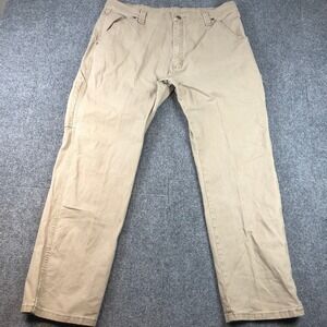 Wrangler Carpenter Pants 38x32 Men's Beige Work Utility Pockets Casual Denim VTG